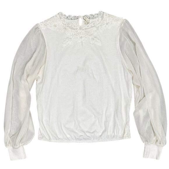 Anthropologie Tiny Long-Sleeve
Mock-Neck Lace Embellished Top - Picture 6 of 9